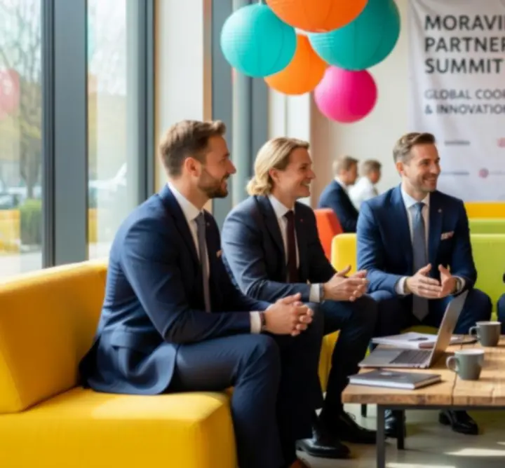 Setkání partnerů při plánování moderní společenské akce Moravika
