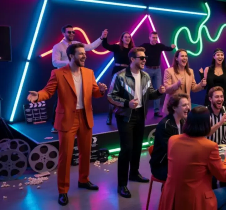 Tematický event s barevným osvětlením a stylovou výzdobou